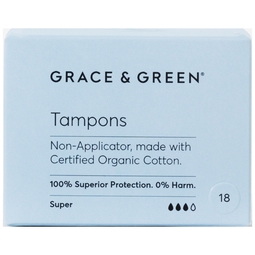 Grace & Green Tampons Non-Applicator Super (Pack 18)