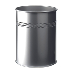 Durable Metal Waste Bin with Ring Silver 15 Litre
