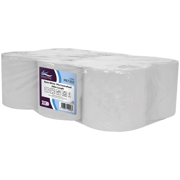 PRISTINE Basic 1Ply Centrefeed White 300M | Industrial Wiping ...