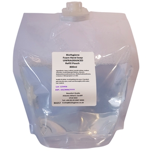BioHygiene Foam Soap Unfragranced Pouch Refill 800ML