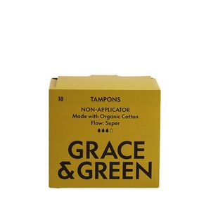 Grace & Green Tampons Non-Applicator Super (Pack 18)